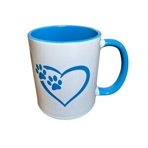 Heart & Pawprint White Blue Mug and Coaster Gift Set - NEW